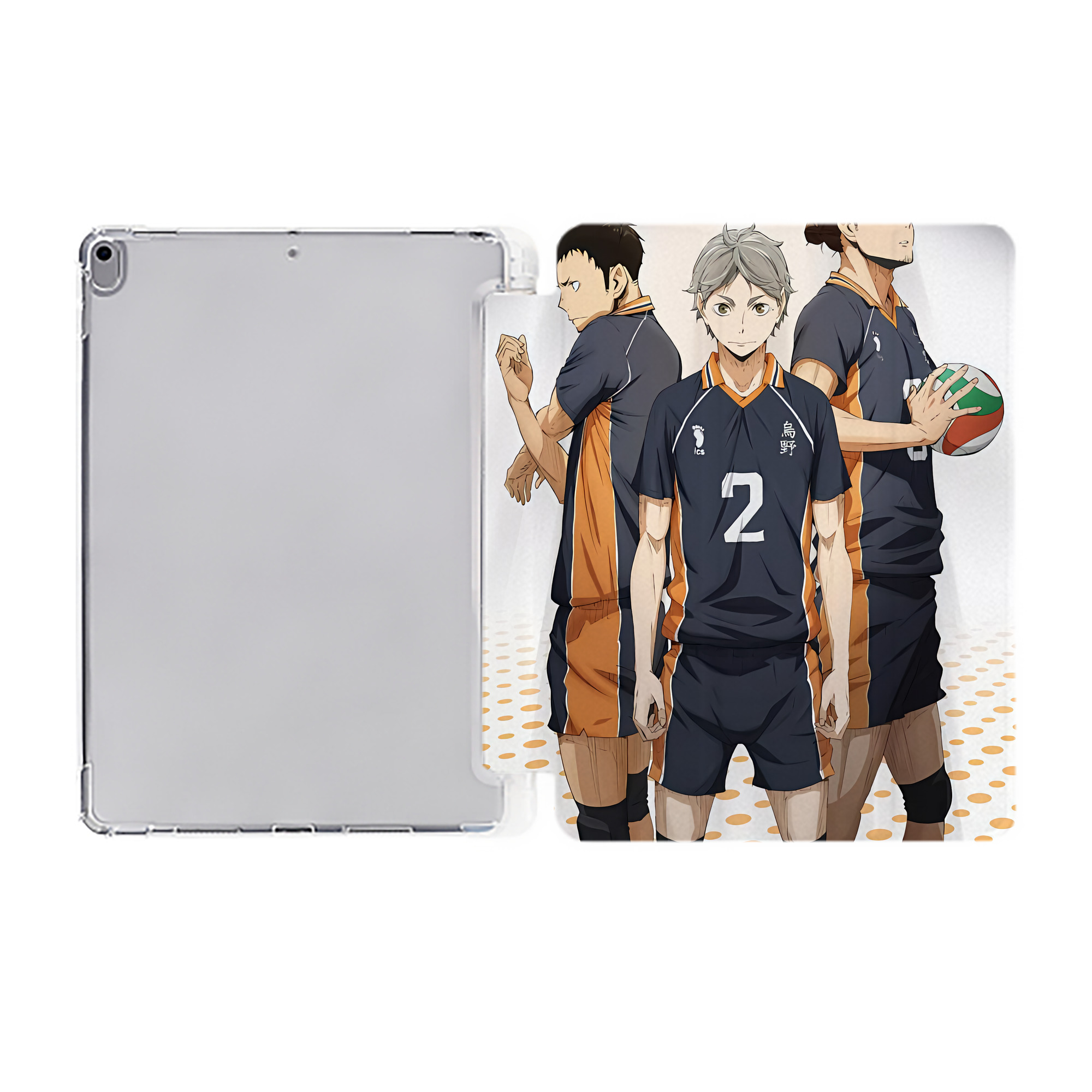 （画像用） ハイキュー!! Haikyu!! IPad ケース ペン収納付き 三つ折りスタンド PUレザー×シリコン 対応機種9.5/10.5/10.9インチ